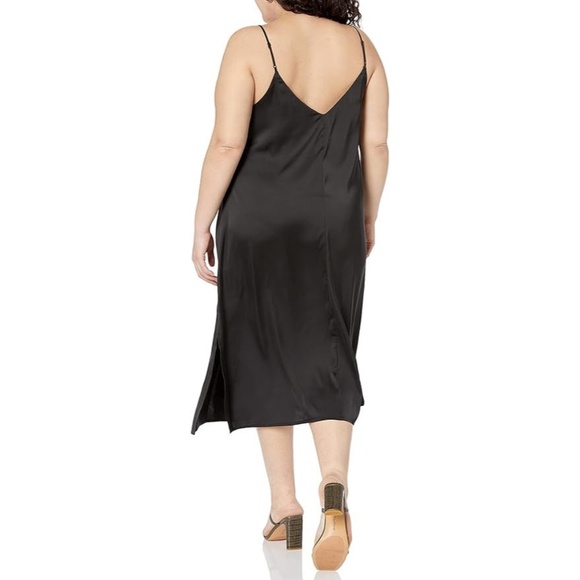 Black Satin Slip Dress - Picture 4 of 6